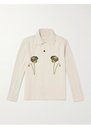 Kardo - Martin Embroidered Cotton-Twill Shirt - Men - Neutrals - S