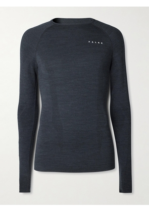 Falke - Printed Virgin Wool-Blend Ski Base Layer - Men - Black - S