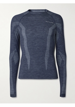 Falke - Printed Virgin Wool-Blend Ski Base Layer - Men - Blue - S
