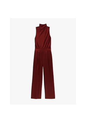 Womens Reiss Farah Cape-Back Sleeveless Satin Jumpsuit