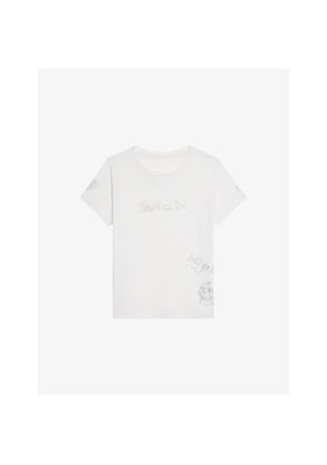 Womens Zadig&Voltaire Round-Neck Rhinestone-Embellished Cotton-Blend T-Shirt
