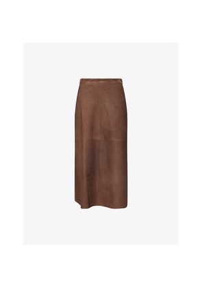 Womens Max Mara Cipria Flared Suede Midi Skirt