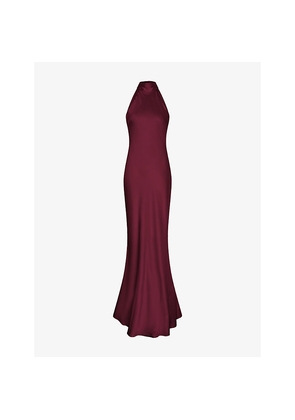 Womens Omnes Milos High-Neck Satin Maxi Dress