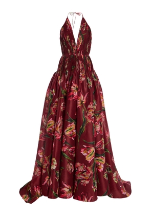 Carolina Herrera Floral-Print Silk-Gazar Gown - Moda Operandi