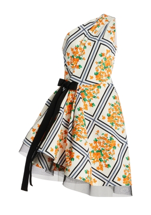 Carolina Herrera Asymmetric Cotton Faille Mini Dress - Moda Operandi