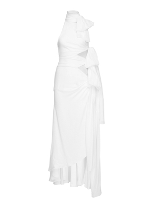 ALAÏA Bow-Detailed Asymmetric Midi Dress - Moda Operandi