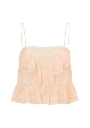 LoveShackFancy Ondeline Lace-Trimmed Silk Tank Top - Moda Operandi