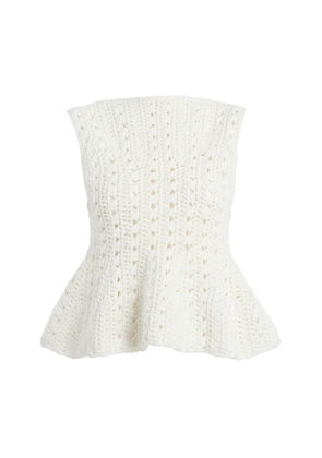 Khaite Yuka Crocheted Cotton-Blend Peplum Top - Moda Operandi