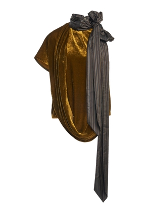 Dries Van Noten Cresta Scarf-Detailed Velvet Top - Moda Operandi