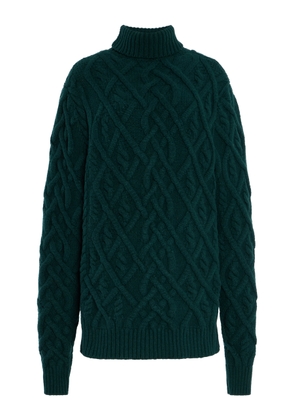 Sergio Hudson Cable-Knit Cashmere-Wool Turtleneck Sweater - Moda Operandi