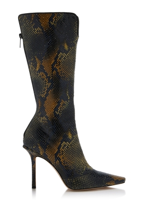 Jimmy Choo 2000 Python-Effect Leather Knee Boots - Moda Operandi