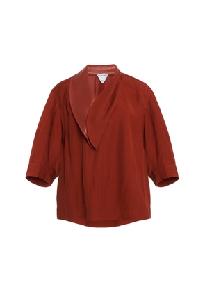 Bottega Veneta Leather-Trimmed Linen-Blend Cocoon Shirt - Moda Operandi