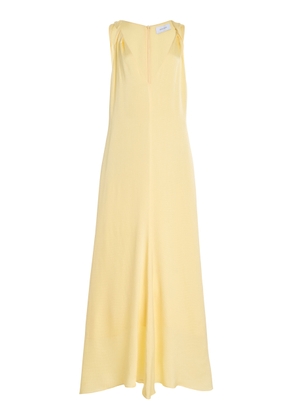 BONDI BORN Ardea Twist-Shoulder Hammered-Satin Maxi Dress - Moda Operandi