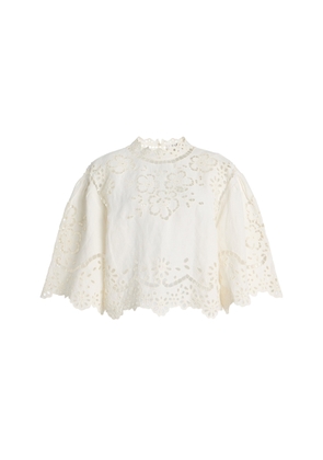 Sea Lula Embroidered Linen-Blend Top - Moda Operandi