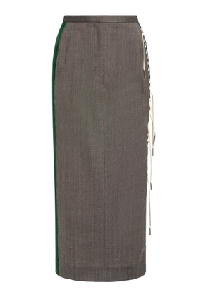 Dries Van Noten Sandora Whipstitched Wool Midi Skirt - Moda Operandi