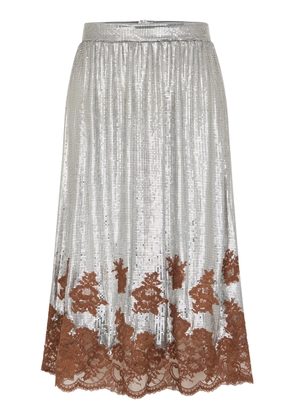 Rabanne Lace-Trimmed Knee-Length Skirt - Moda Operandi