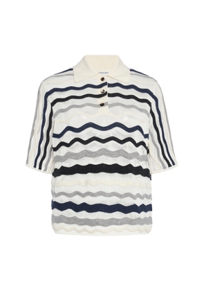 Bottega Veneta Wavy-Knit Cotton-Blend Polo Top - Moda Operandi