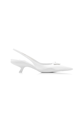 Prada Logo-Detailed Leather Slingback Pumps - Moda Operandi
