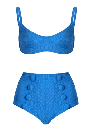 Lisa Marie Fernandez Seersucker Balconette High-Waisted Bikini Set - Moda Operandi