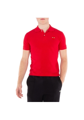 Cdg Play Embroidered Red Heart Polo Shirt