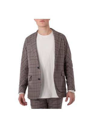 Kolor Mens Beige Gun Club Plaid Single Breasted Blazer