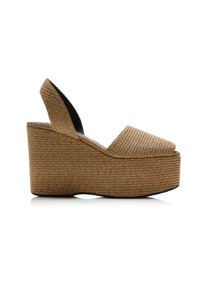 ALAÏA Raffia Platform Wedge Sandals - Moda Operandi