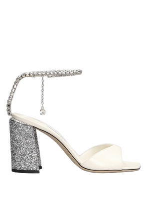 Jimmy Choo Saeda 85 Sandals In Beige Leather