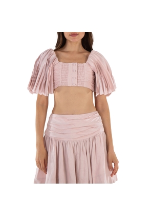 Aje Blush Pink Cari Ruched Crop Top