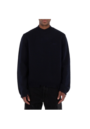 Ambush Navy Felted Knit Distressed Jumper