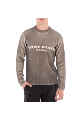 Stone Island Mens Walnut Marina Printed Wool Blend Sweater