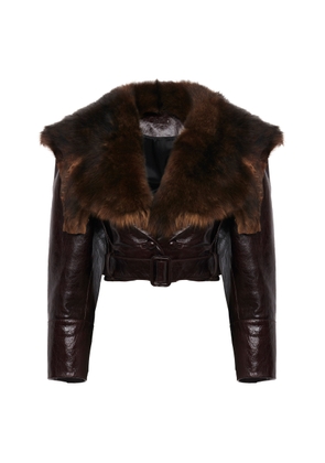 Chloé Cropped Shearling-Trimmed Leather Jacket - Moda Operandi