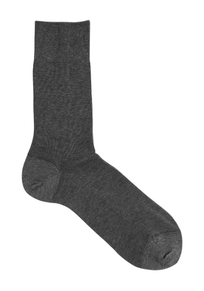 Falke Fine Shadow Ribbed Cotton-blend Socks - Grey - 3940 (IT39-40)