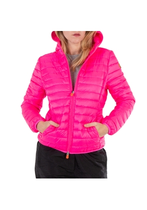 Save The Duck Ladies Fluo Pink Kyla Hooded Puffer Jacket