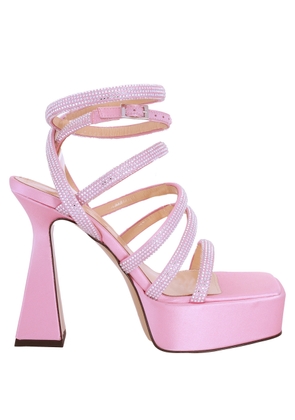Mach & Mach Sydney Pink Embellishe Platform Sandals