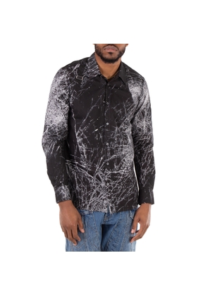 Alexander Mcqueen Mens Black Smashed Screen Print Shirt