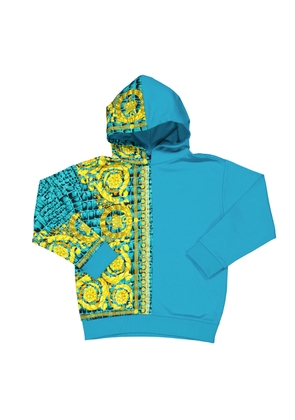 Young Versace Baroque-Print Panelled Hoodie