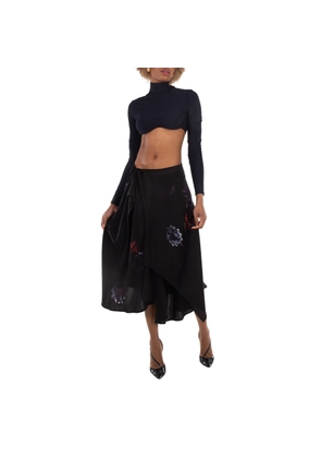 Yohji Yamamoto Drape & Gather Detail Silk Skirt