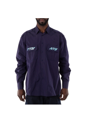Vtmnts Mens Navy Blue Military-Style Police Shirt