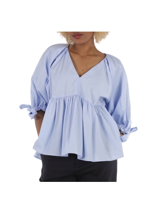 3.1 Phillip Lim Ladies Blue V Neck Cotton Poplin Top