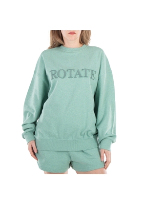 Rotate Ladies Granite Green Logo-Embroidered Sweatshirt