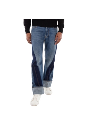 Alexander Mcqueen Mens Blue Washed Twisted Jeans