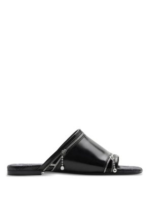 Burberry Decorative-Zip Flat Leather Sandals