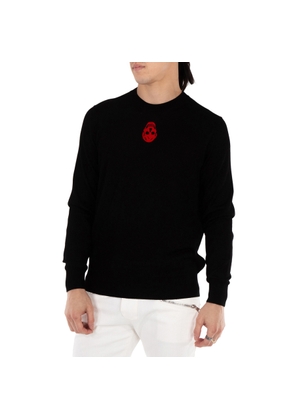 Alexander Mcqueen Mens Black Inverted Skull-Embroidered Sweater