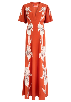 LA Double J Marlene Floral-pinted Silk-crepe Maxi Dress - Multicoloured - L (UK14 / L)