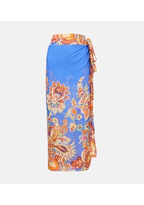 Etro Printed cotton and silk wrap skirt