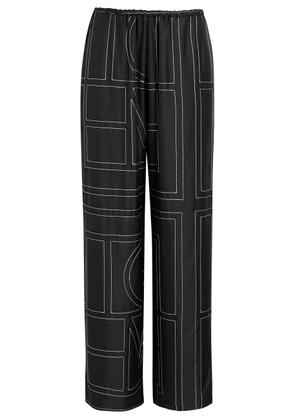 Toteme Logo-embroidered Silk-satin Trousers - Black - 38 (UK10 / S)