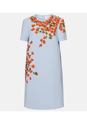 Carolina Herrera Floral-applique crepe shift dress