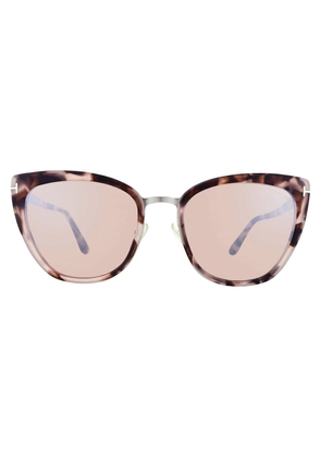 Tom Ford Simona Champagne Silver Flash Butterfly Ladies Sunglasses FT0717 55G 57