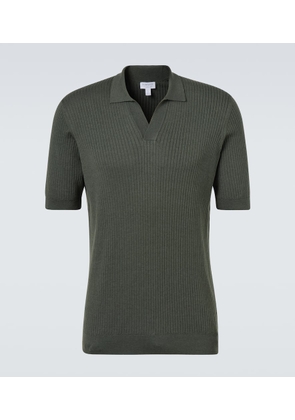 Sunspel Ribbed-knit silk and cotton polo shirt