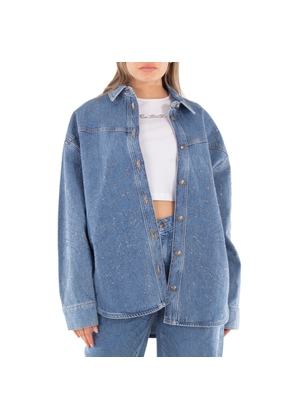 Rotate Rhinestone Denim Shirt, Brand Size 38 (US Size 4)